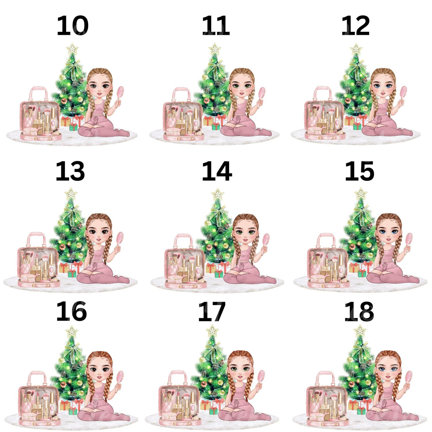 Christmas Beauty Braided Hair Doll UVDTF or DTF Decal