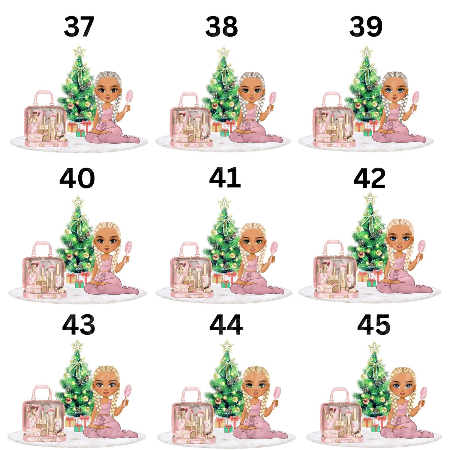 Christmas Beauty Braided Hair Doll UVDTF or DTF Decal