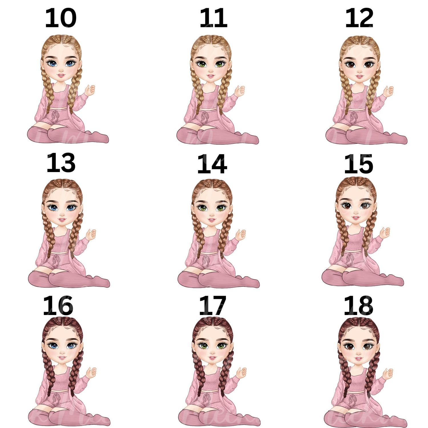 Beauty Braided Hair Doll UVDTF or DTF Decal
