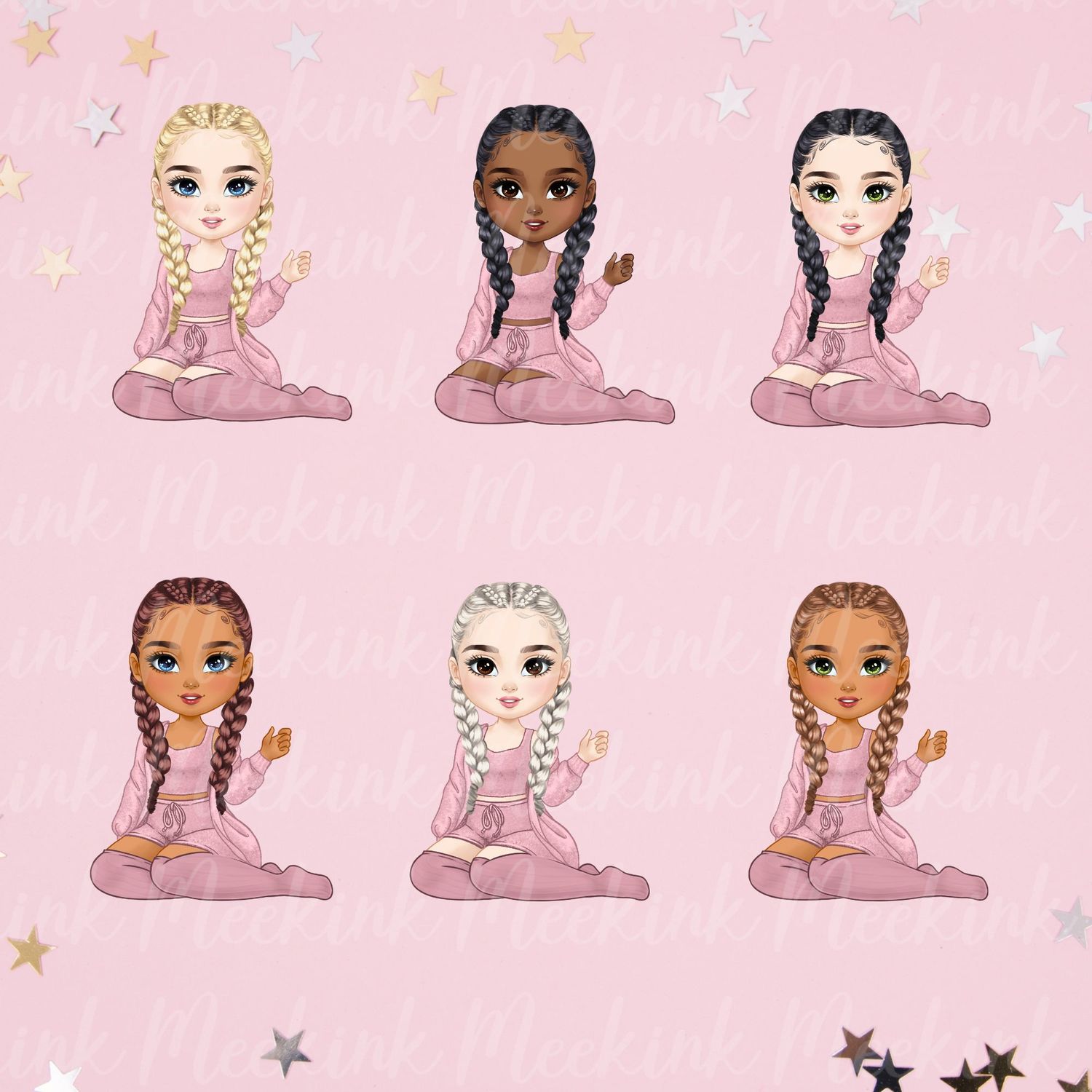 Beauty Braided Hair Doll UVDTF or DTF Decal