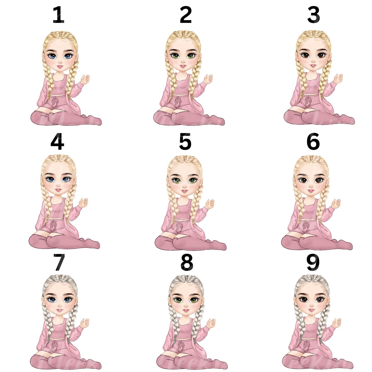 Beauty Braided Hair Doll UVDTF or DTF Decal
