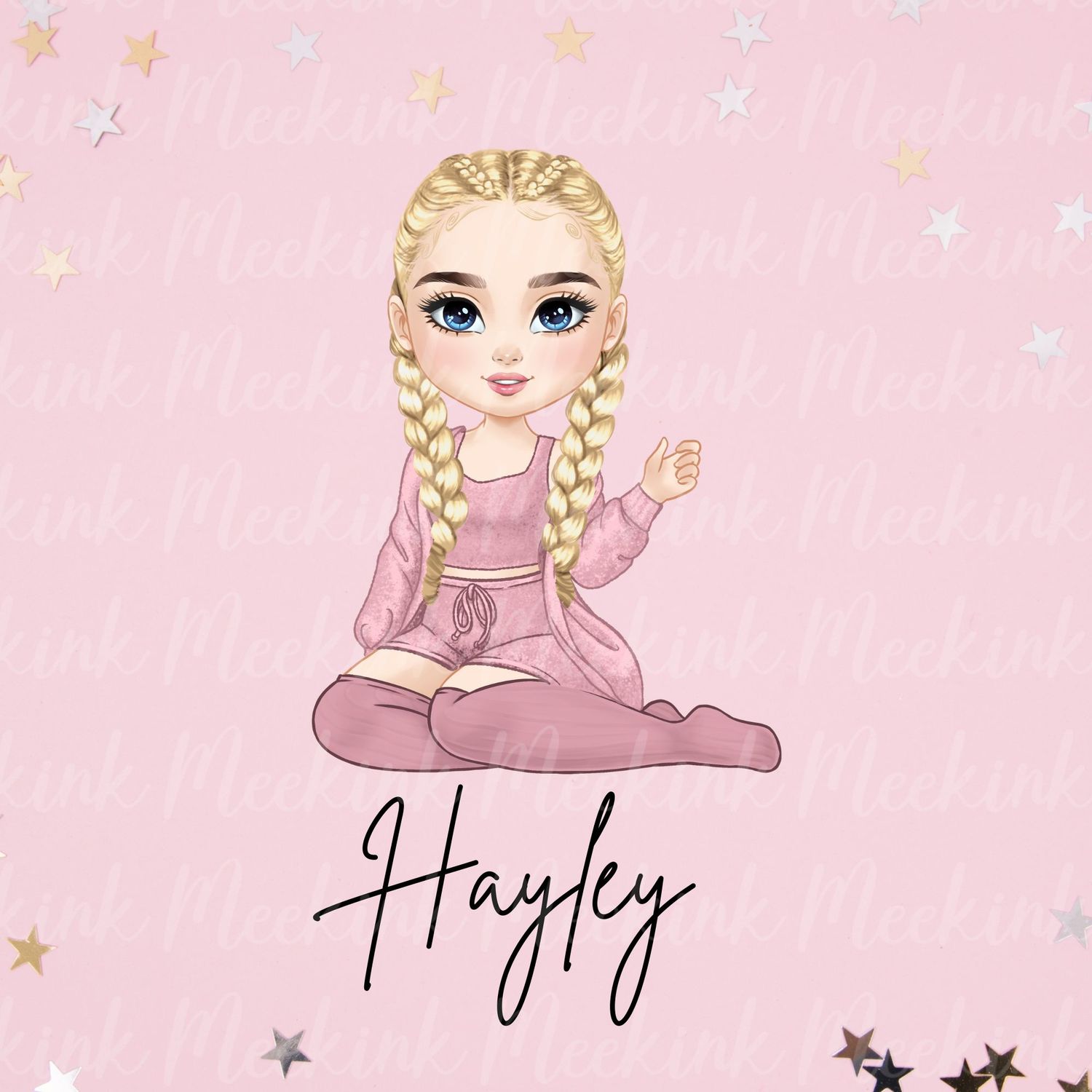Beauty Braided Hair Doll UVDTF or DTF Decal