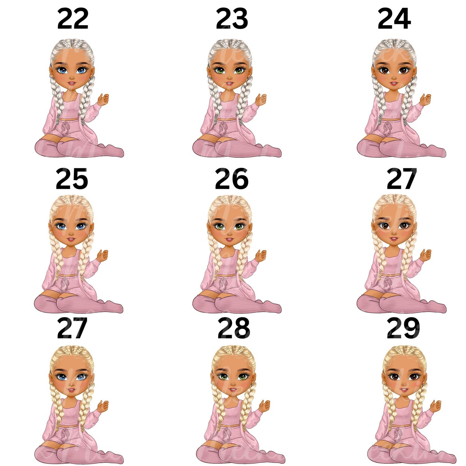 Beauty Braided Hair Doll UVDTF or DTF Decal