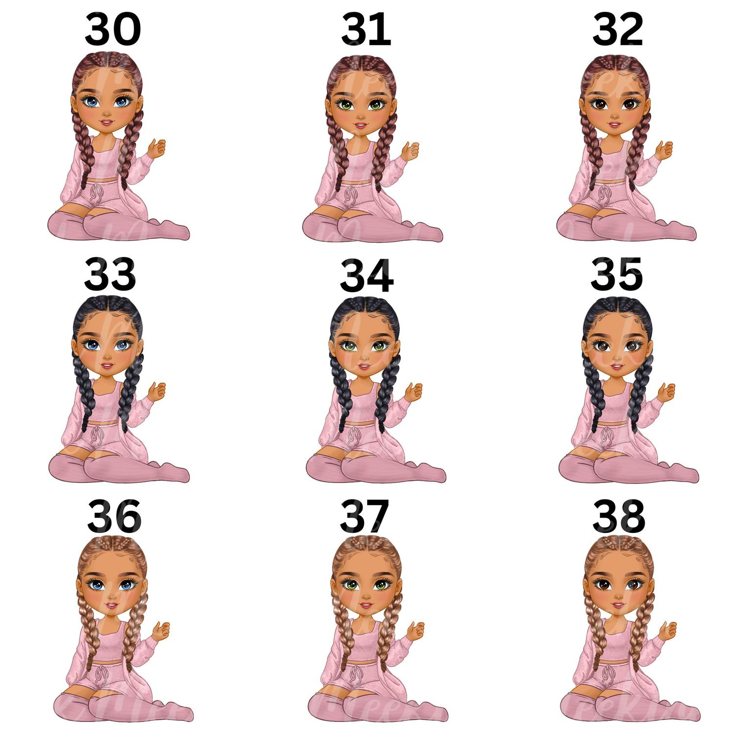 Beauty Braided Hair Doll UVDTF or DTF Decal