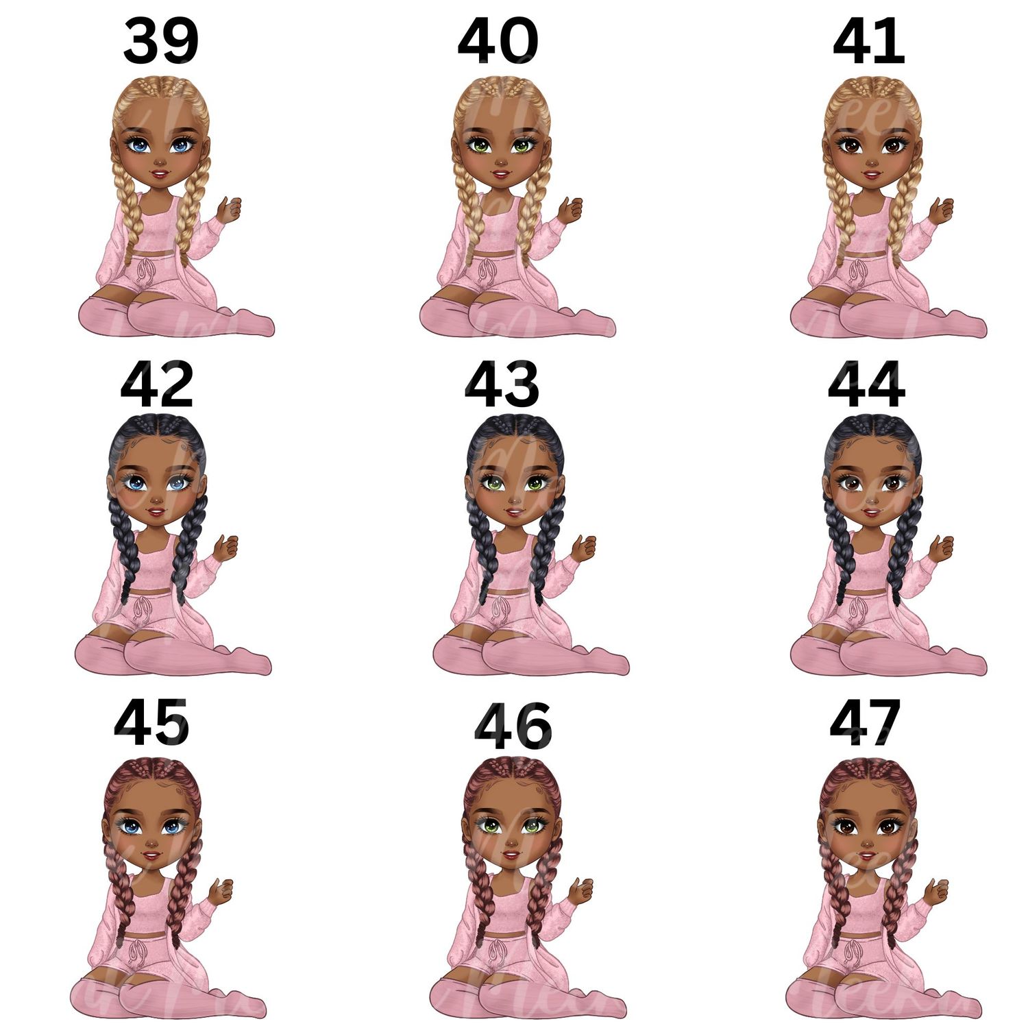 Beauty Braided Hair Doll UVDTF or DTF Decal