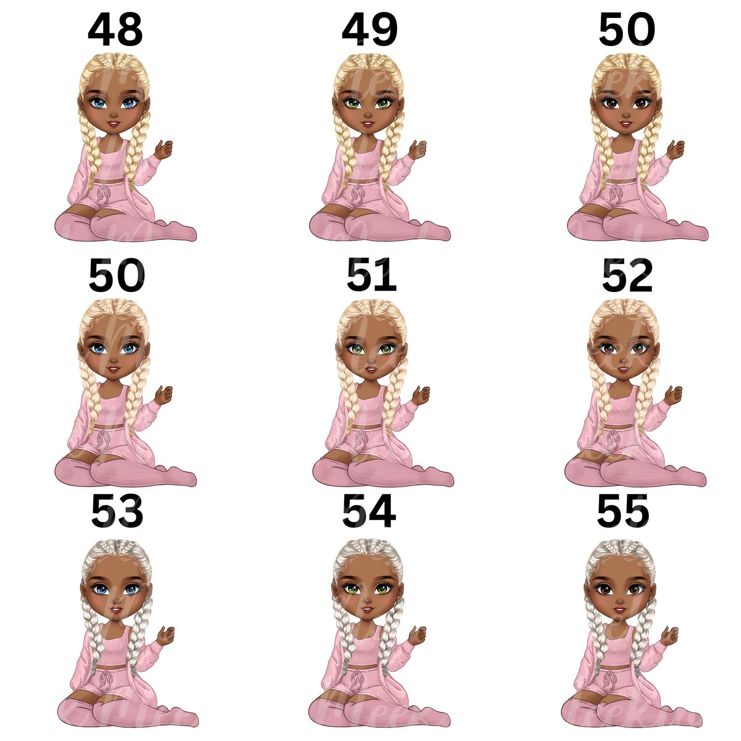 Beauty Braided Hair Doll UVDTF or DTF Decal