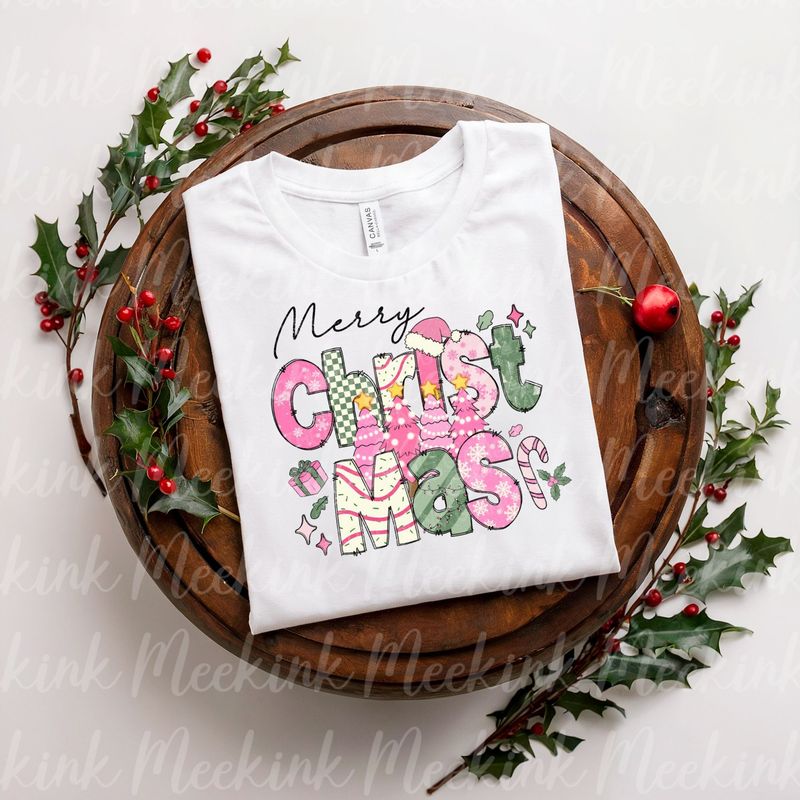 Pink Merry Christmas Decal