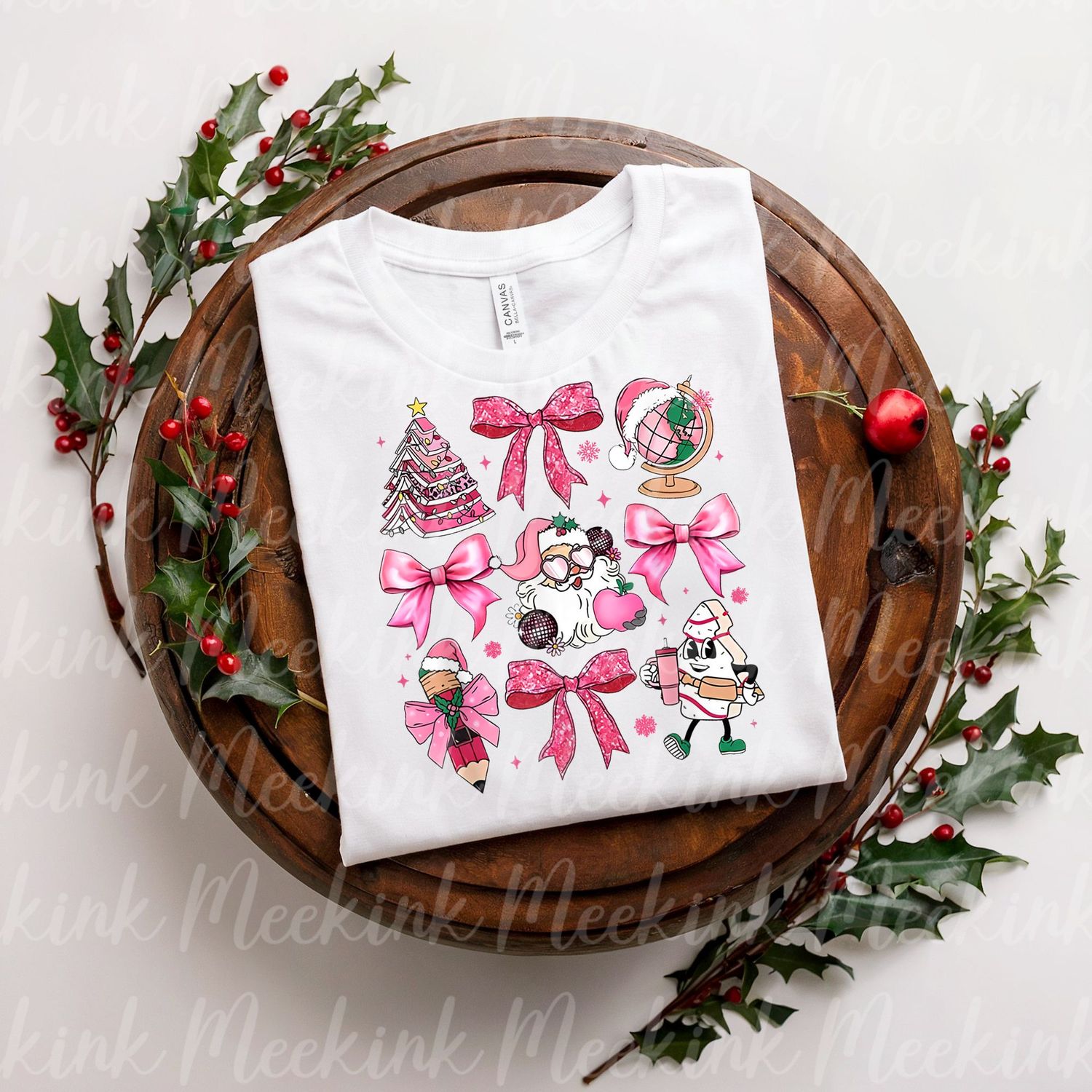 Pink Coquette Christmas Decal Design 5