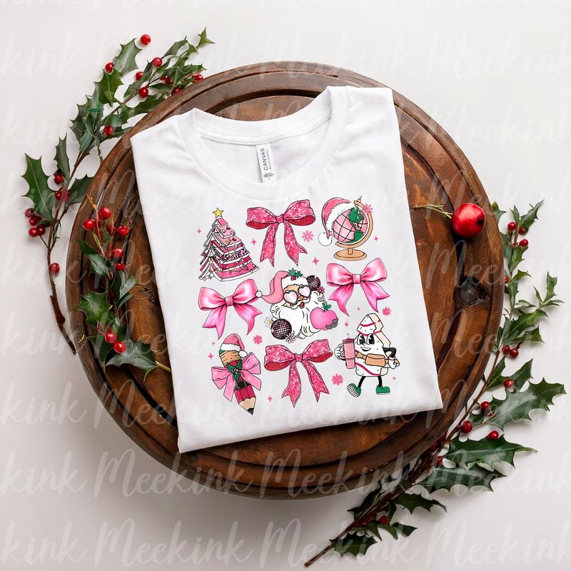 Pink Coquette Christmas Decal Design 5