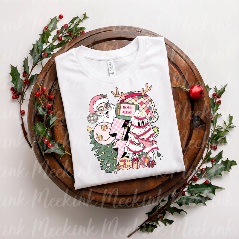 Pink Retro Christmas Decal