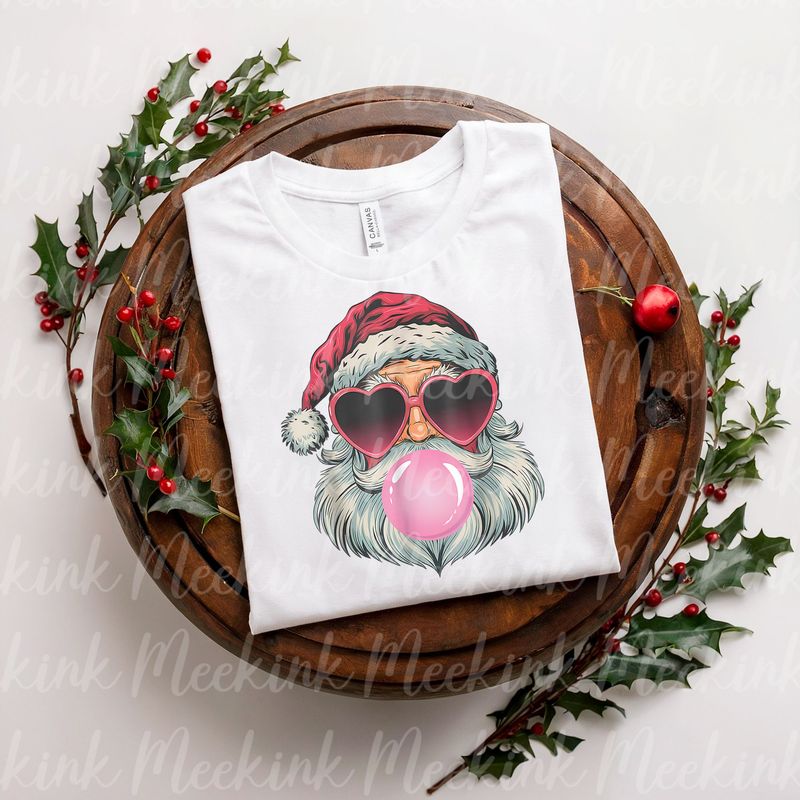 Pink Bubble Gum Santa Decal