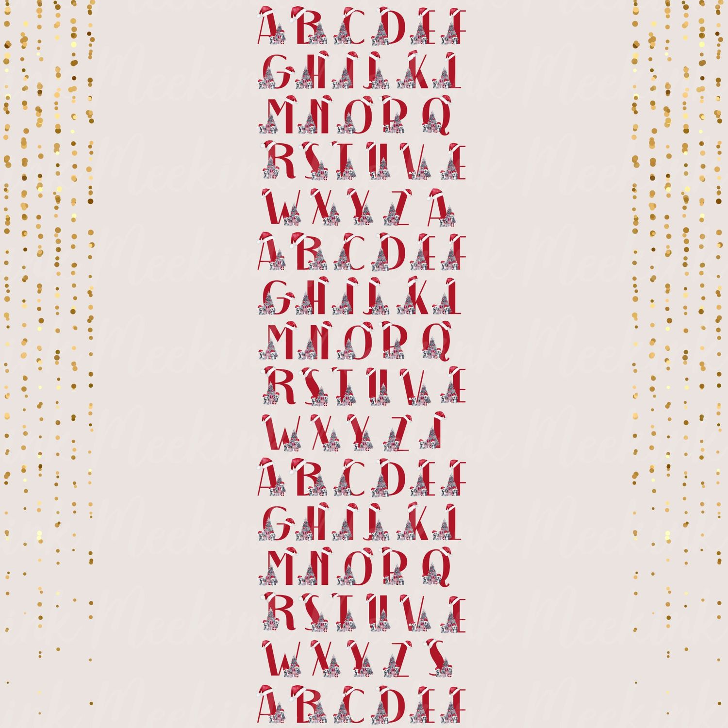 Christmas Penguin Alphabet 1 Whole Meter UVDTF