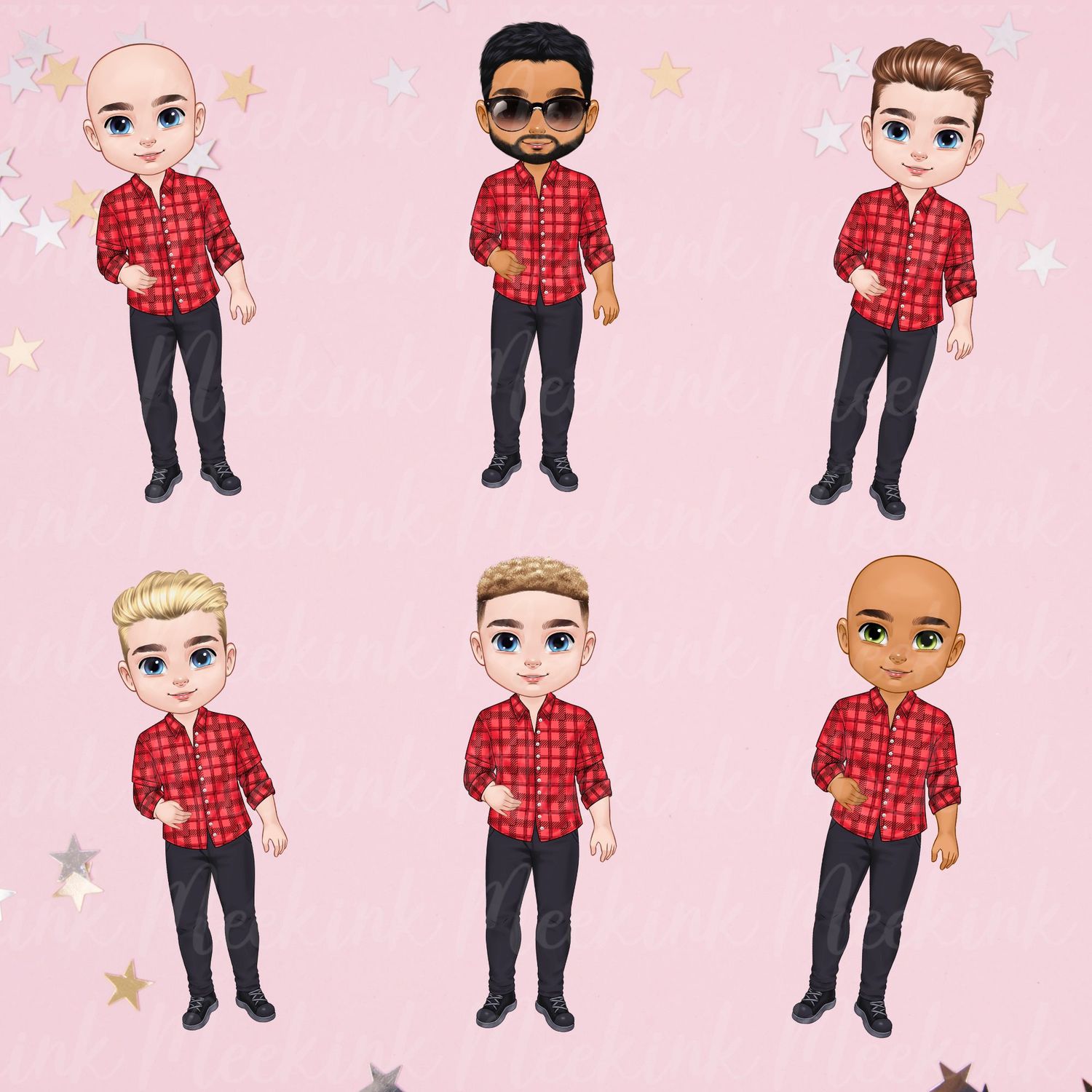 Christmas Chibi Man Doll UVDTF or DTF Decal