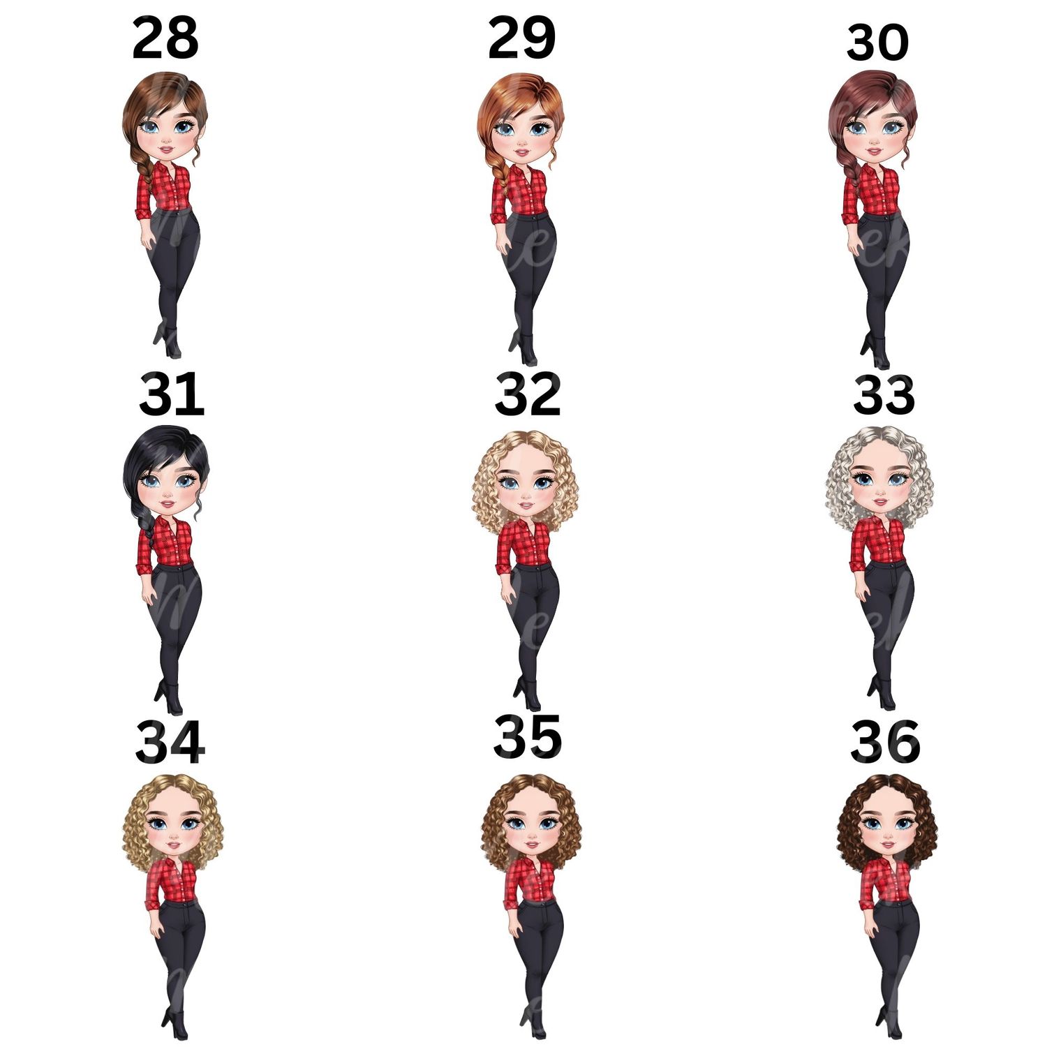 Christmas Chibi Lady Doll UVDTF or DTF Decal