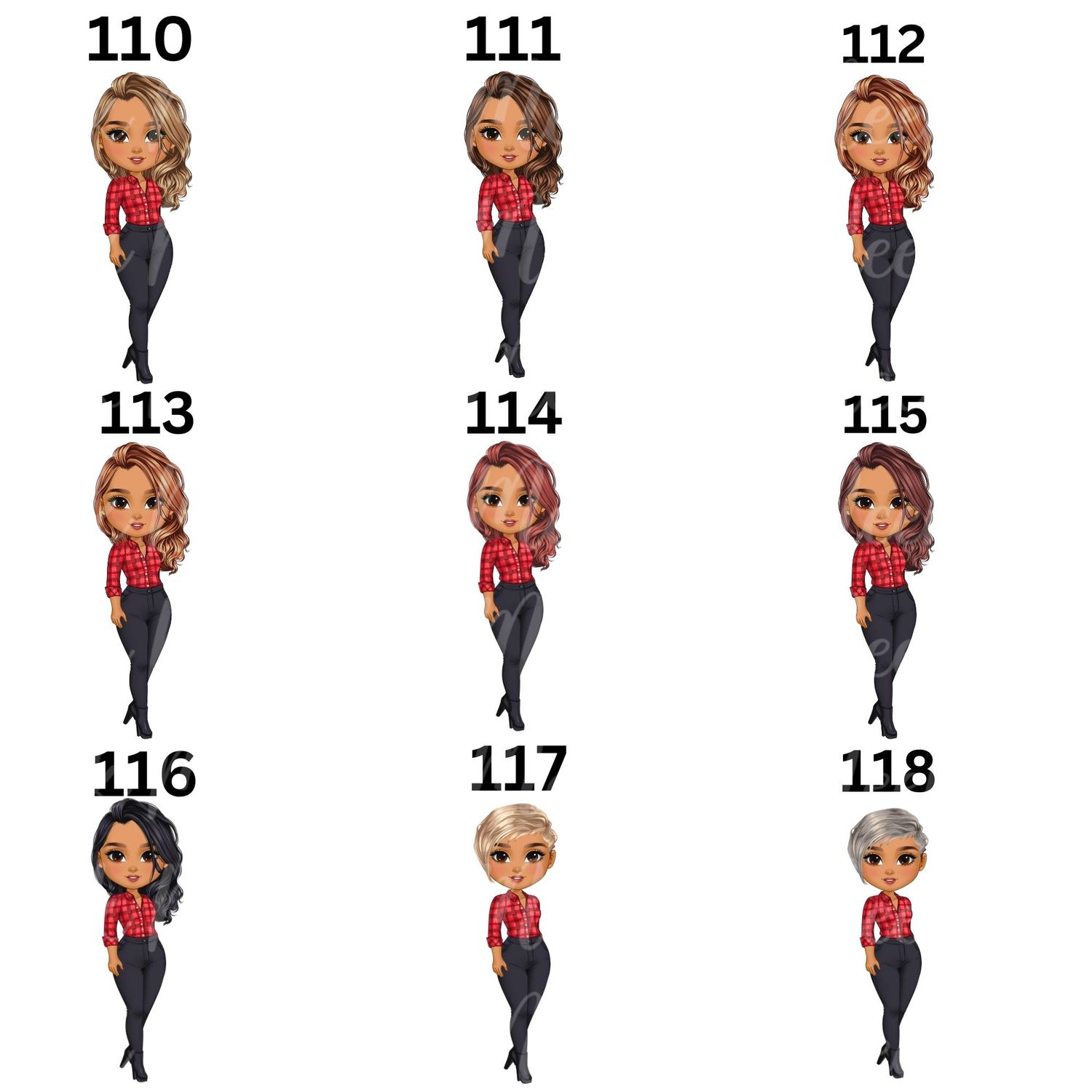 Christmas Chibi Lady Doll UVDTF or DTF Decal