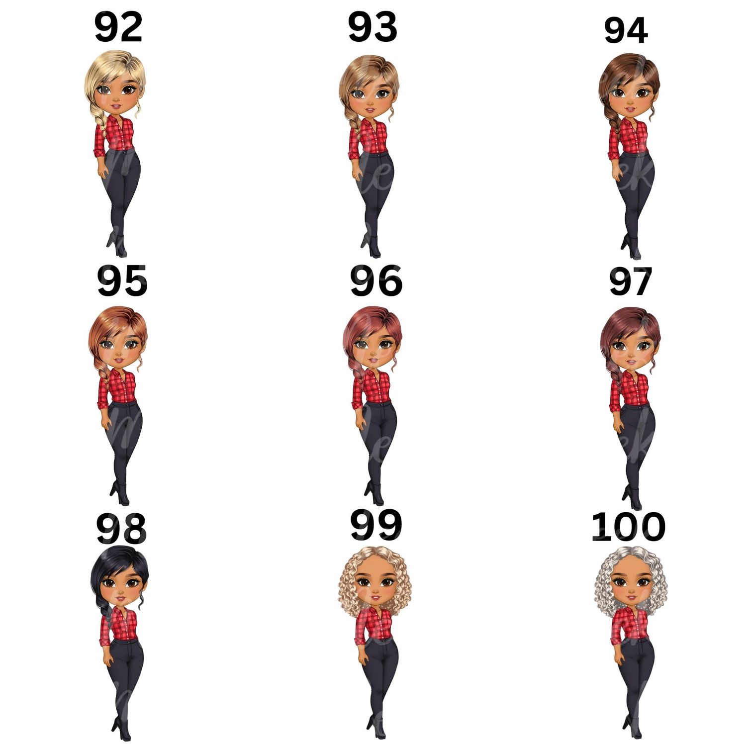 Christmas Chibi Lady Doll UVDTF or DTF Decal