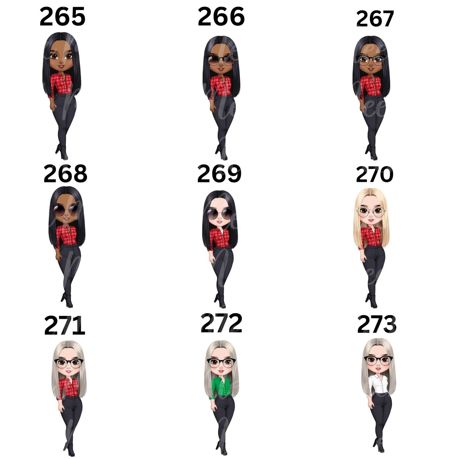 Christmas Chibi Lady Doll UVDTF or DTF Decal