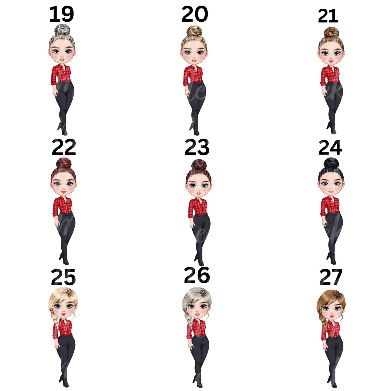 Christmas Chibi Lady Doll UVDTF or DTF Decal