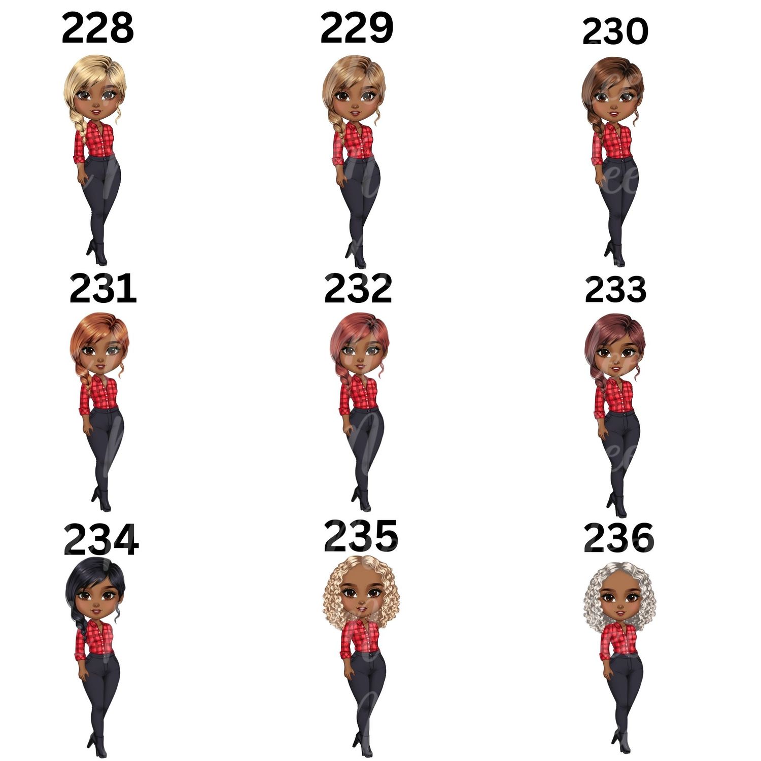 Christmas Chibi Lady Doll UVDTF or DTF Decal