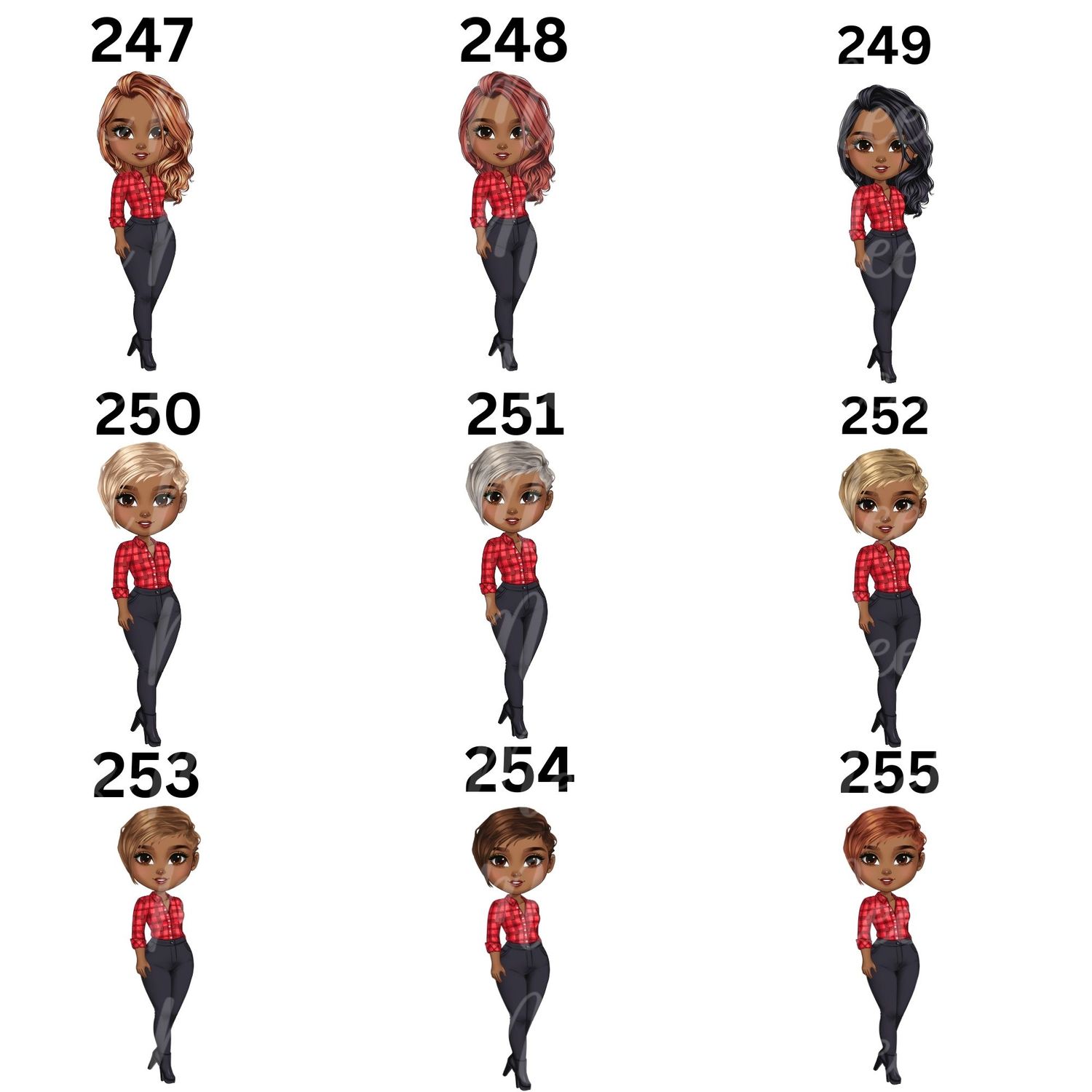 Christmas Chibi Lady Doll UVDTF or DTF Decal