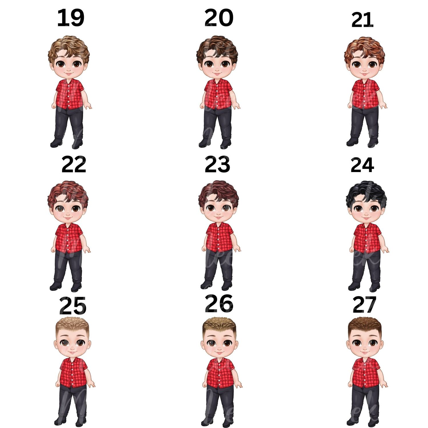 Christmas Chibi Boy Doll UVDTF or DTF Decal
