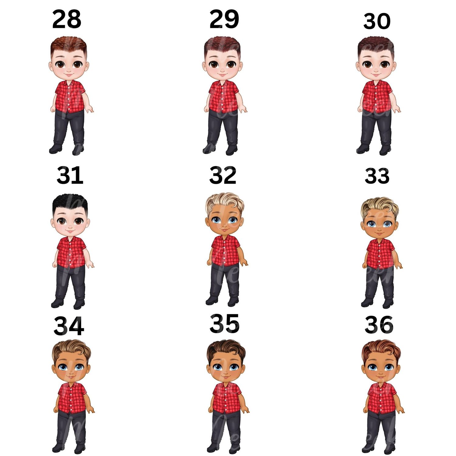 Christmas Chibi Boy Doll UVDTF or DTF Decal