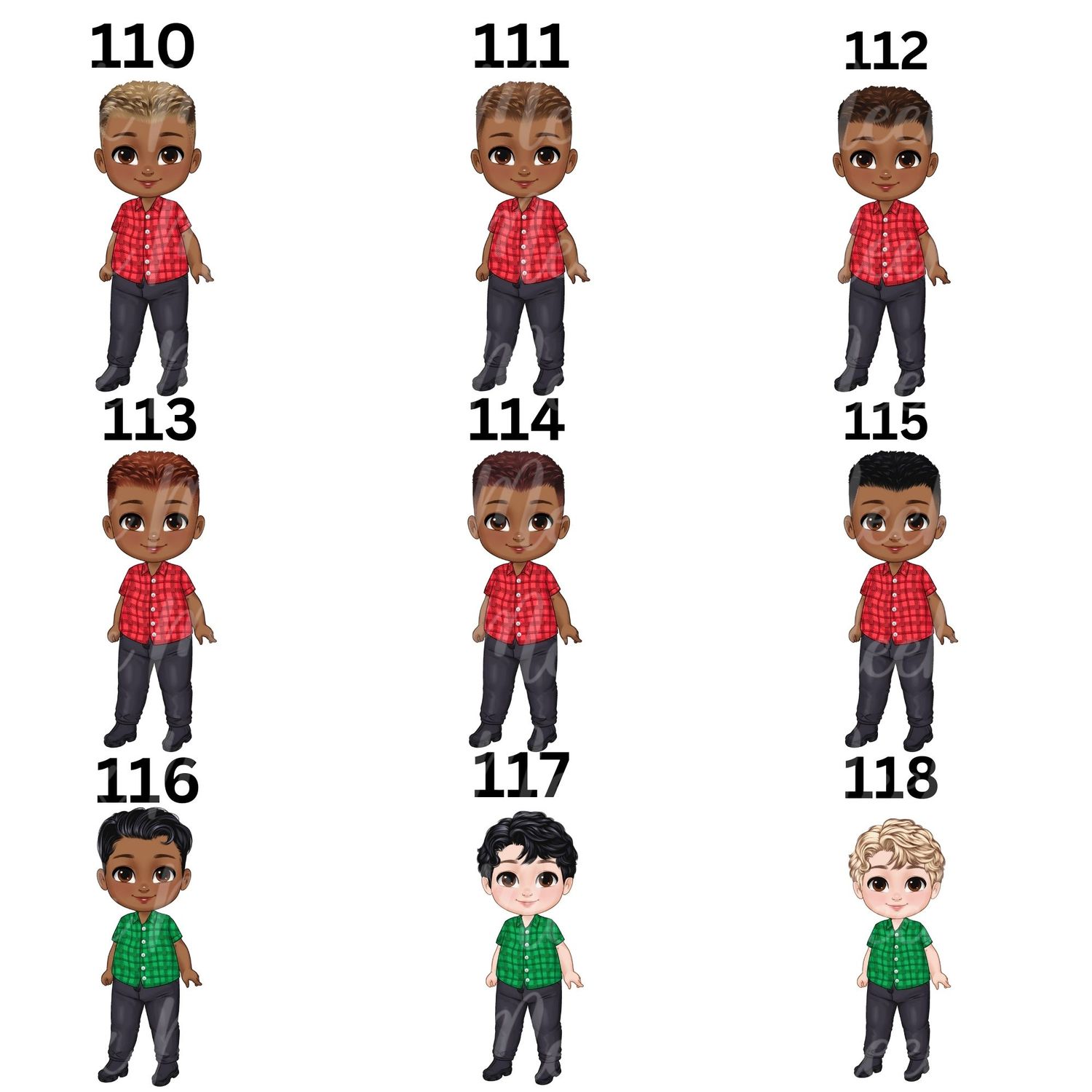Christmas Chibi Boy Doll UVDTF or DTF Decal