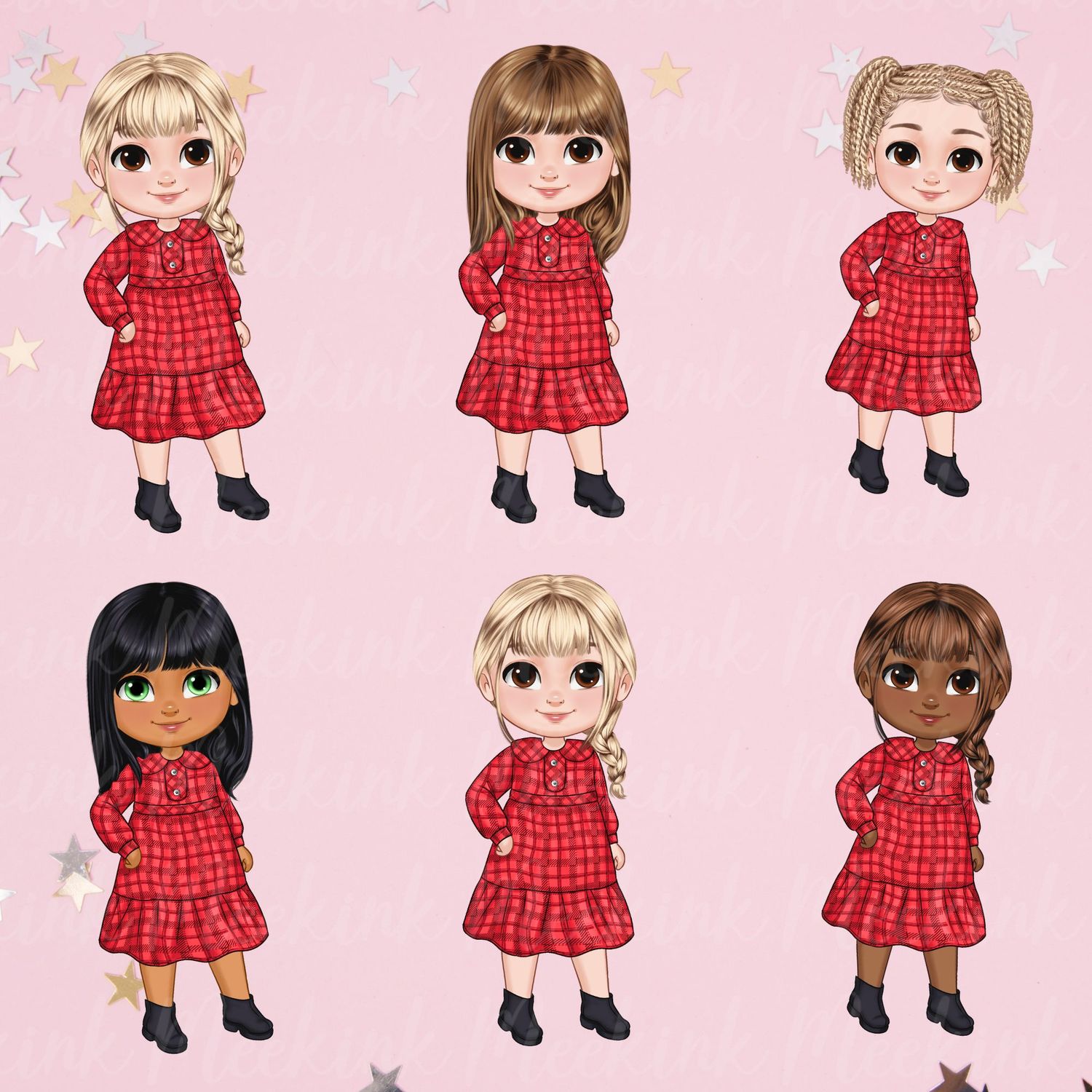 Christmas Chibi Girl Doll UVDTF or DTF Decal