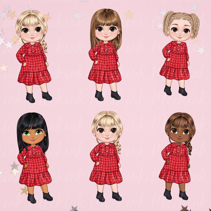 Christmas Chibi Girl Doll UVDTF or DTF Decal