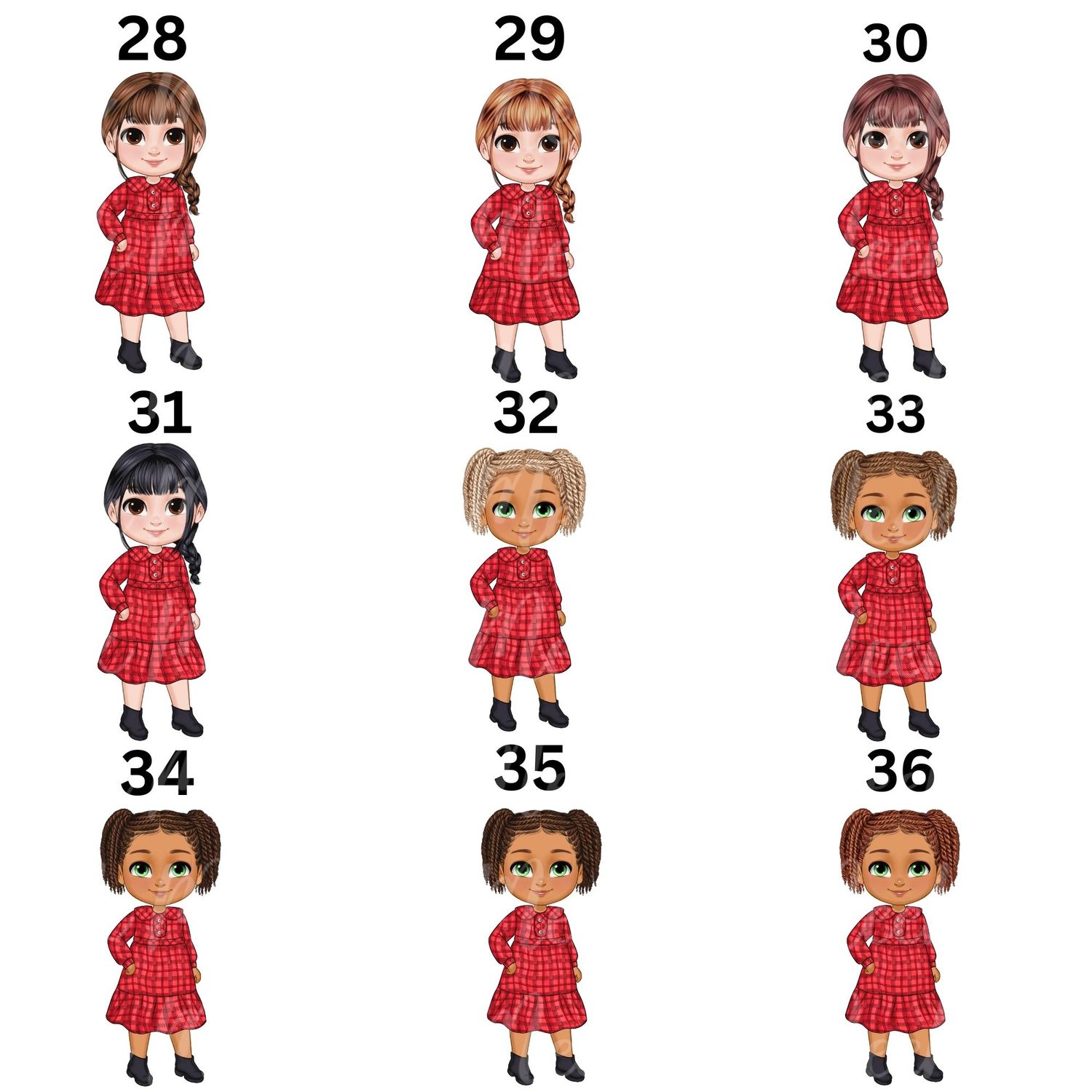 Christmas Chibi Girl Doll UVDTF or DTF Decal