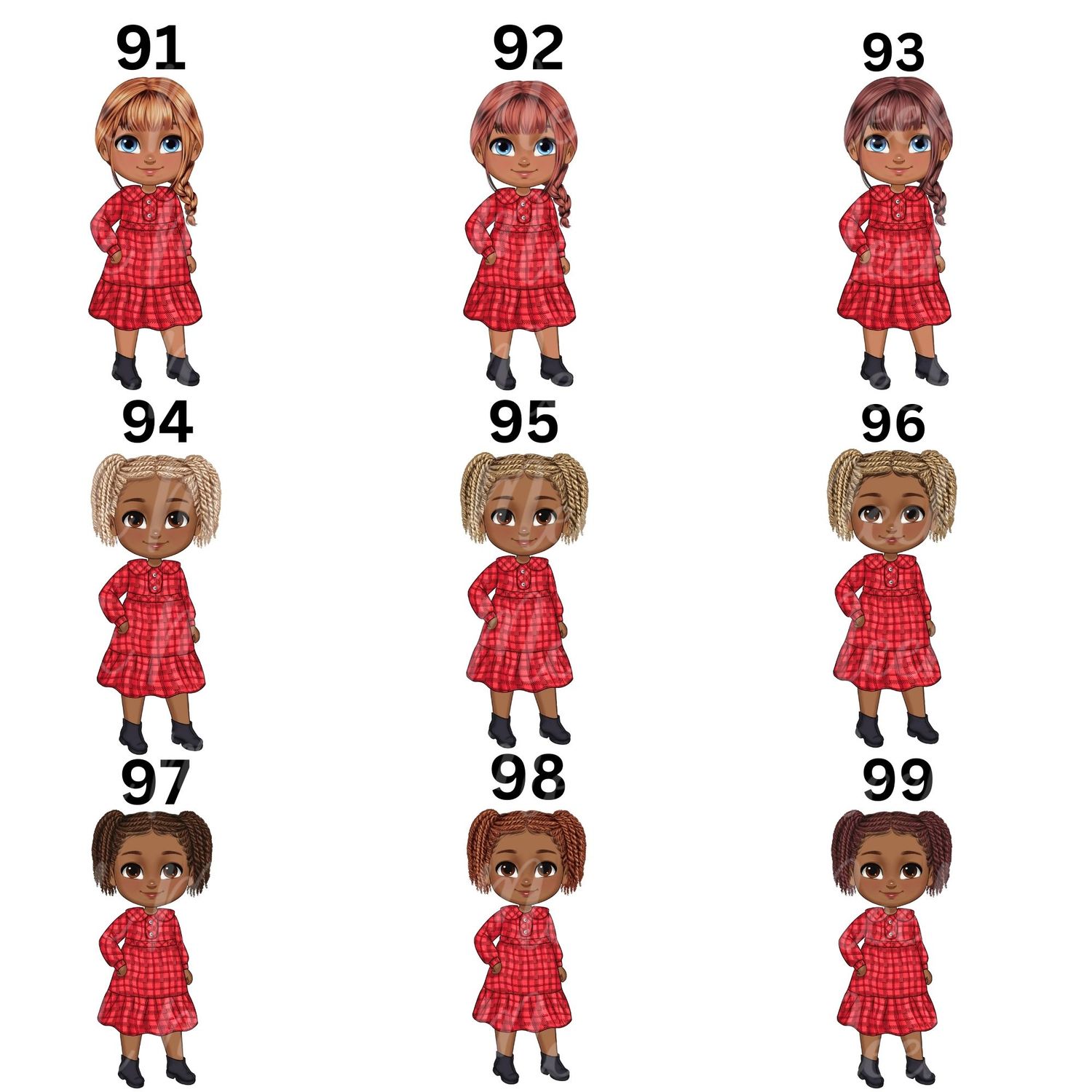 Christmas Chibi Girl Doll UVDTF or DTF Decal