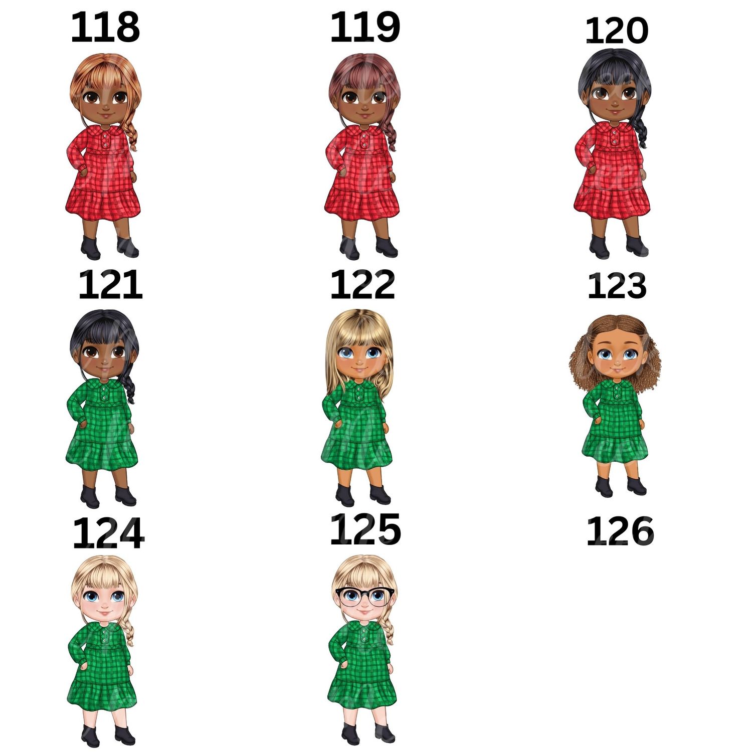 Christmas Chibi Girl Doll UVDTF or DTF Decal