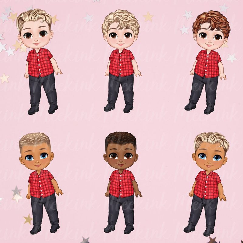 Christmas Chibi Boy Doll UVDTF or DTF Decal