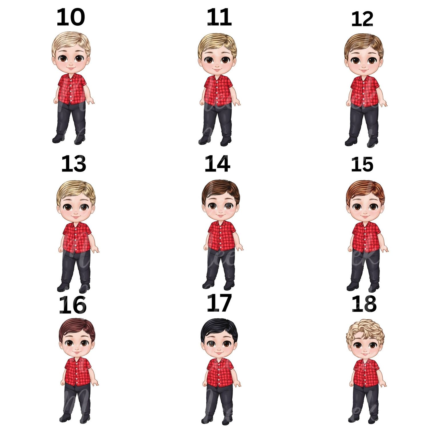 Christmas Chibi Boy Doll UVDTF or DTF Decal