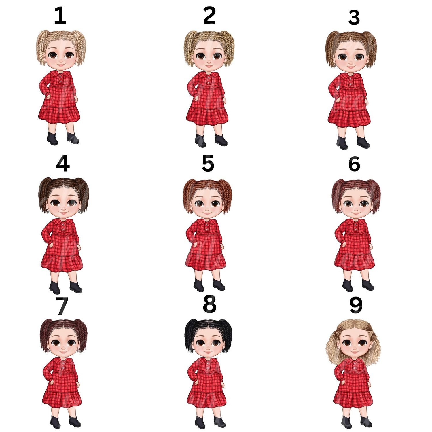 Christmas Chibi Girl Doll UVDTF or DTF Decal