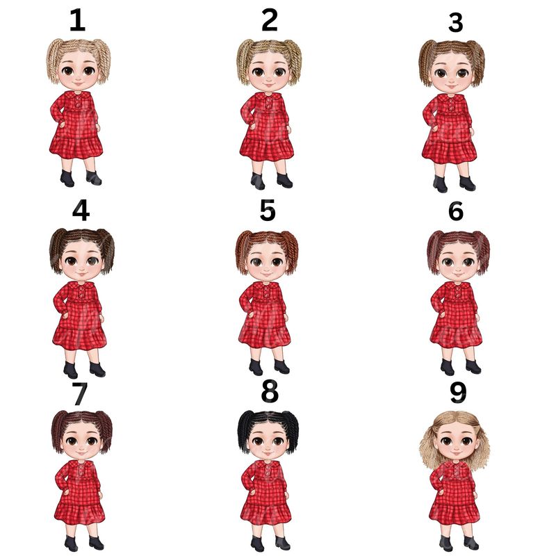 Christmas Chibi Girl Doll UVDTF or DTF Decal