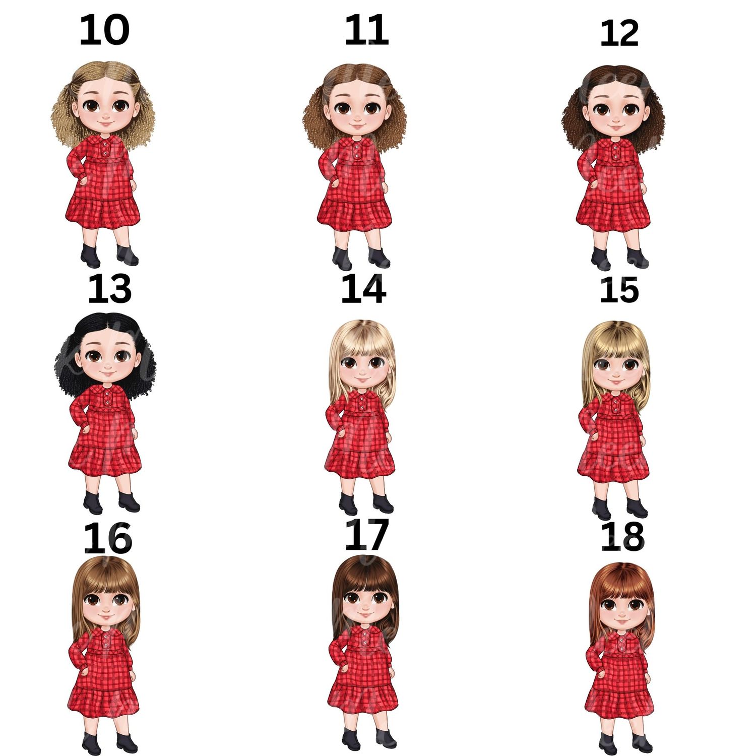 Christmas Chibi Girl Doll UVDTF or DTF Decal