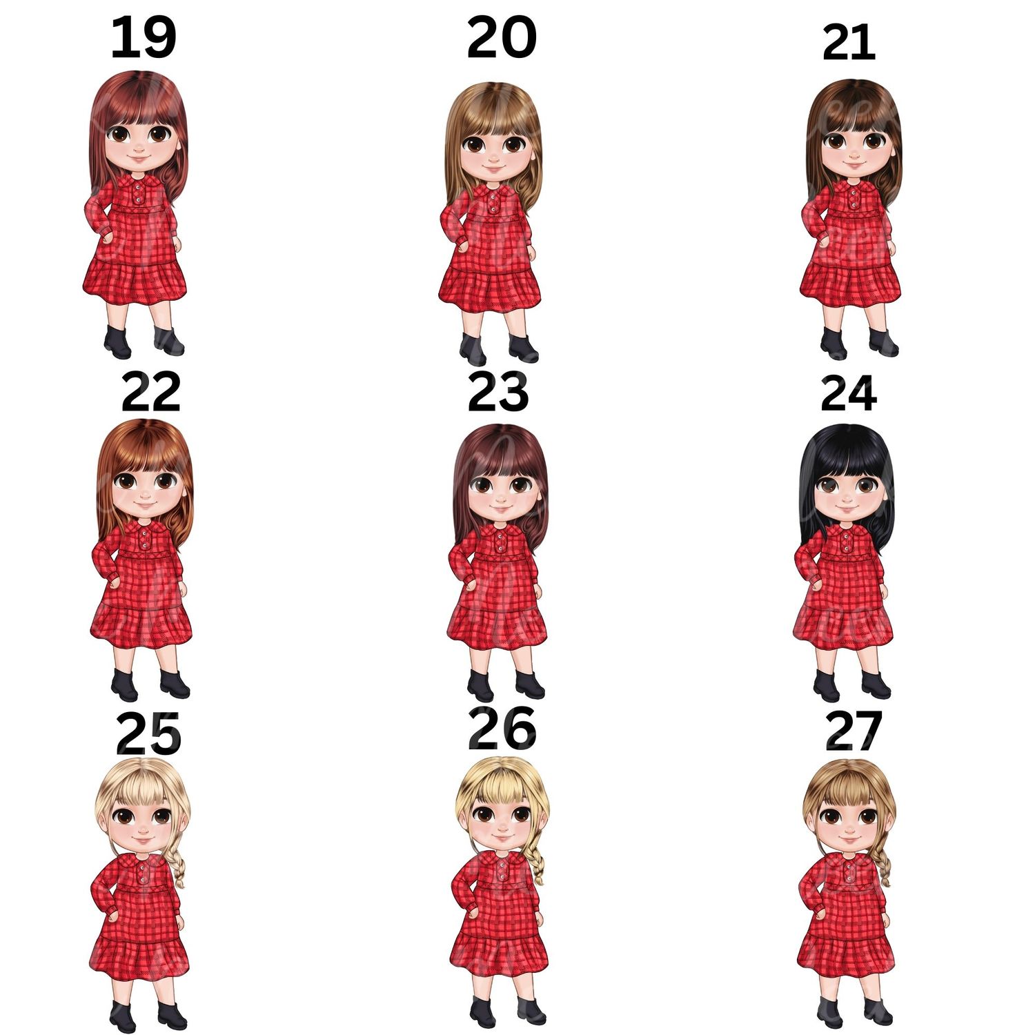 Christmas Chibi Girl Doll UVDTF or DTF Decal