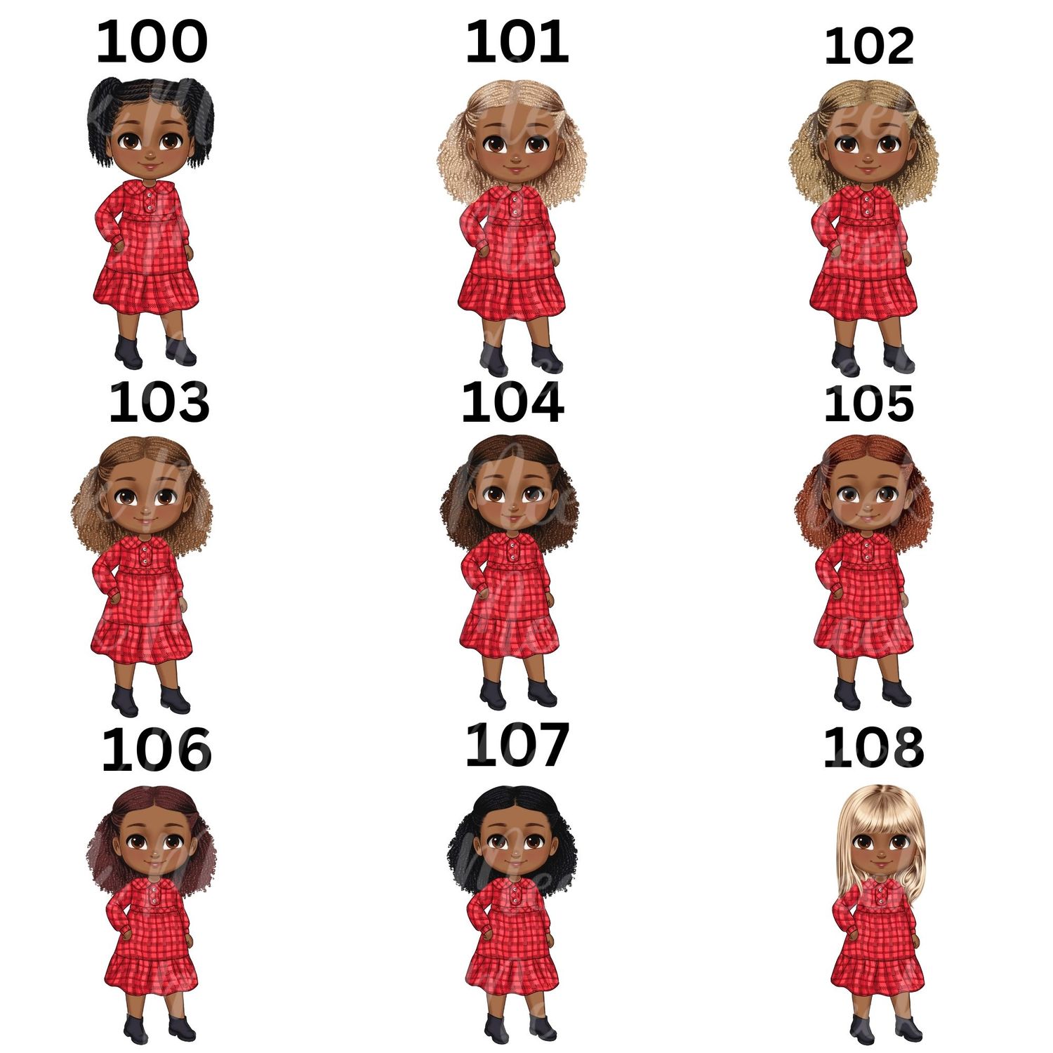 Christmas Chibi Girl Doll UVDTF or DTF Decal