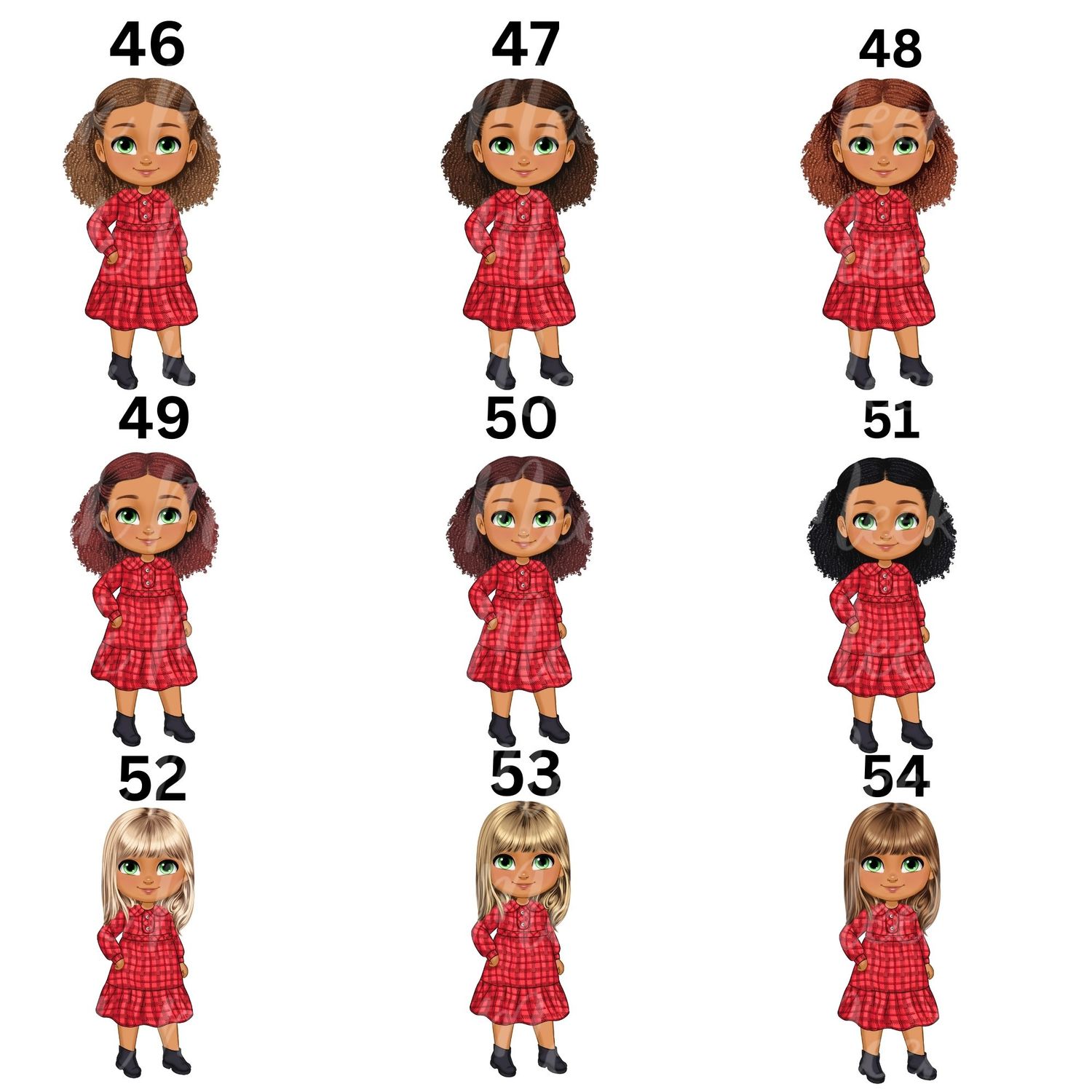 Christmas Chibi Girl Doll UVDTF or DTF Decal