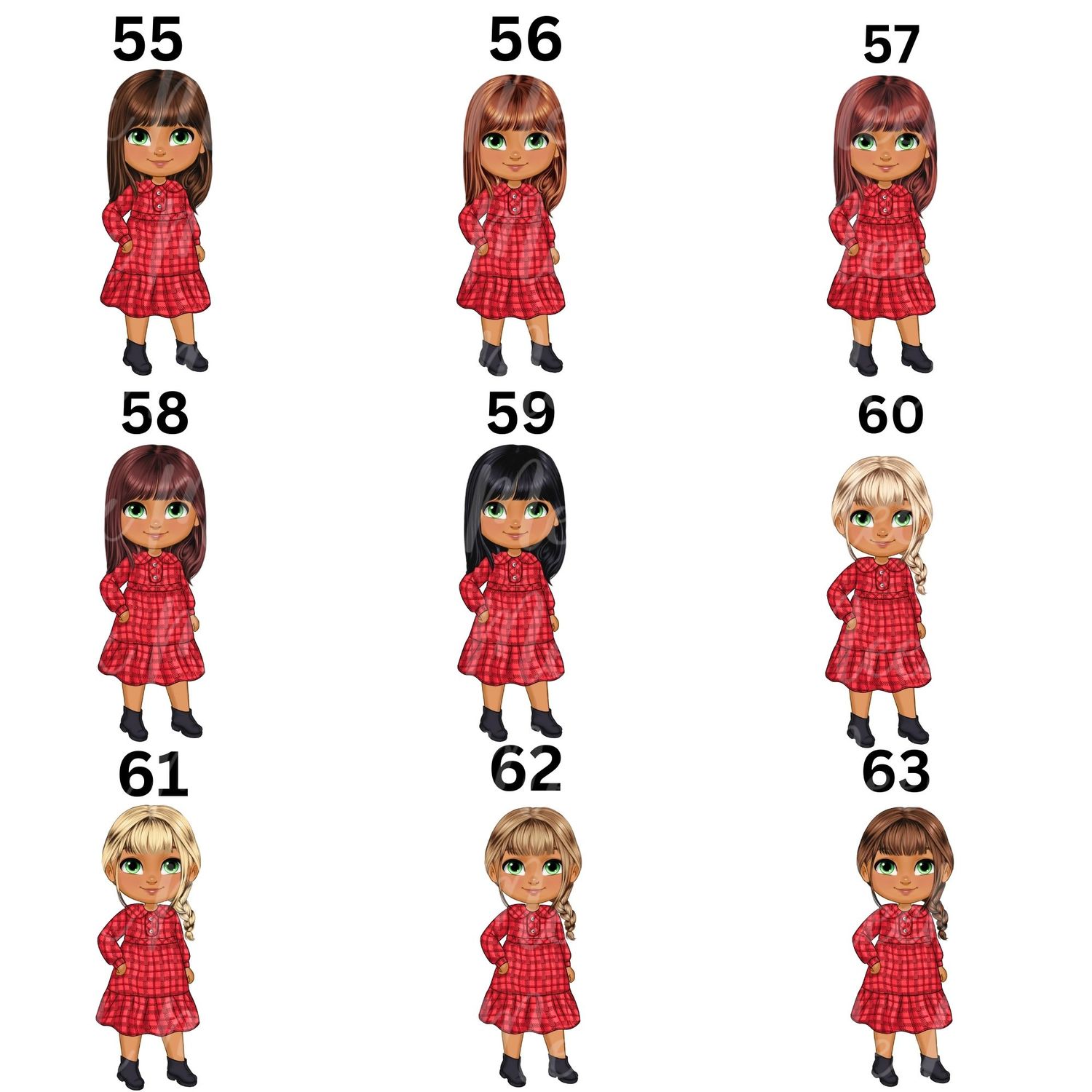 Christmas Chibi Girl Doll UVDTF or DTF Decal