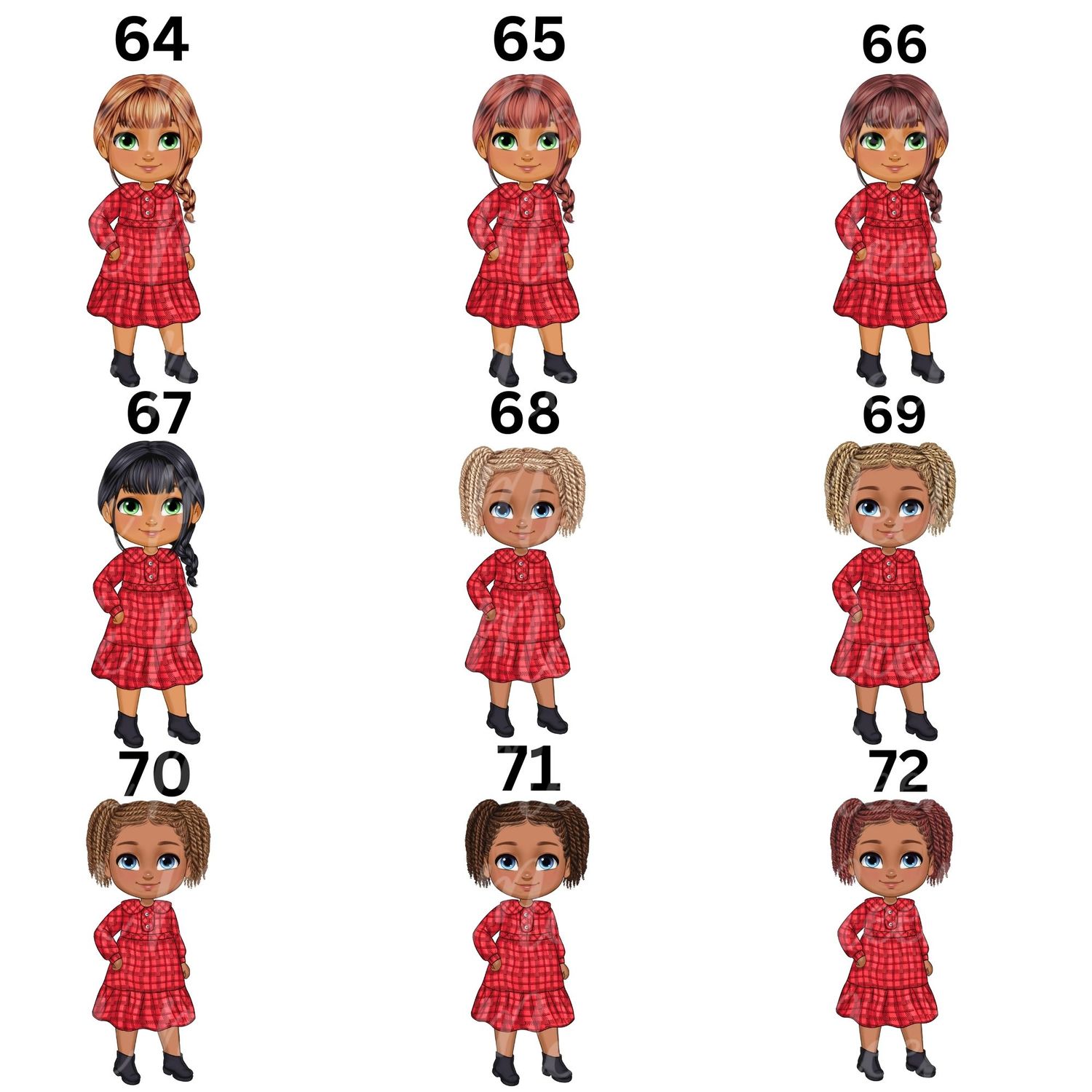 Christmas Chibi Girl Doll UVDTF or DTF Decal