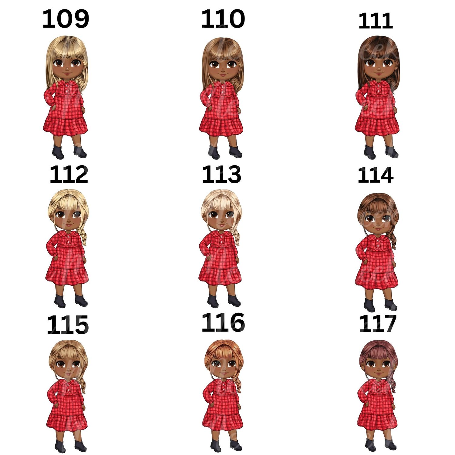 Christmas Chibi Girl Doll UVDTF or DTF Decal