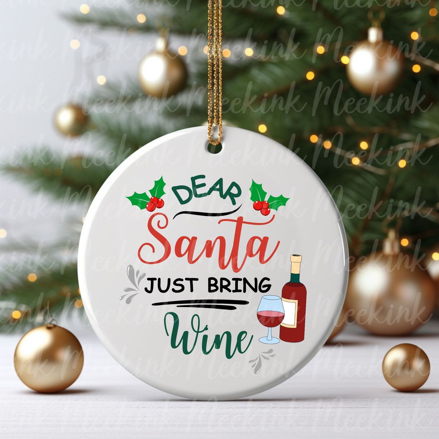 Dear Santa Bring Wine UVDTF or DTF Decal
