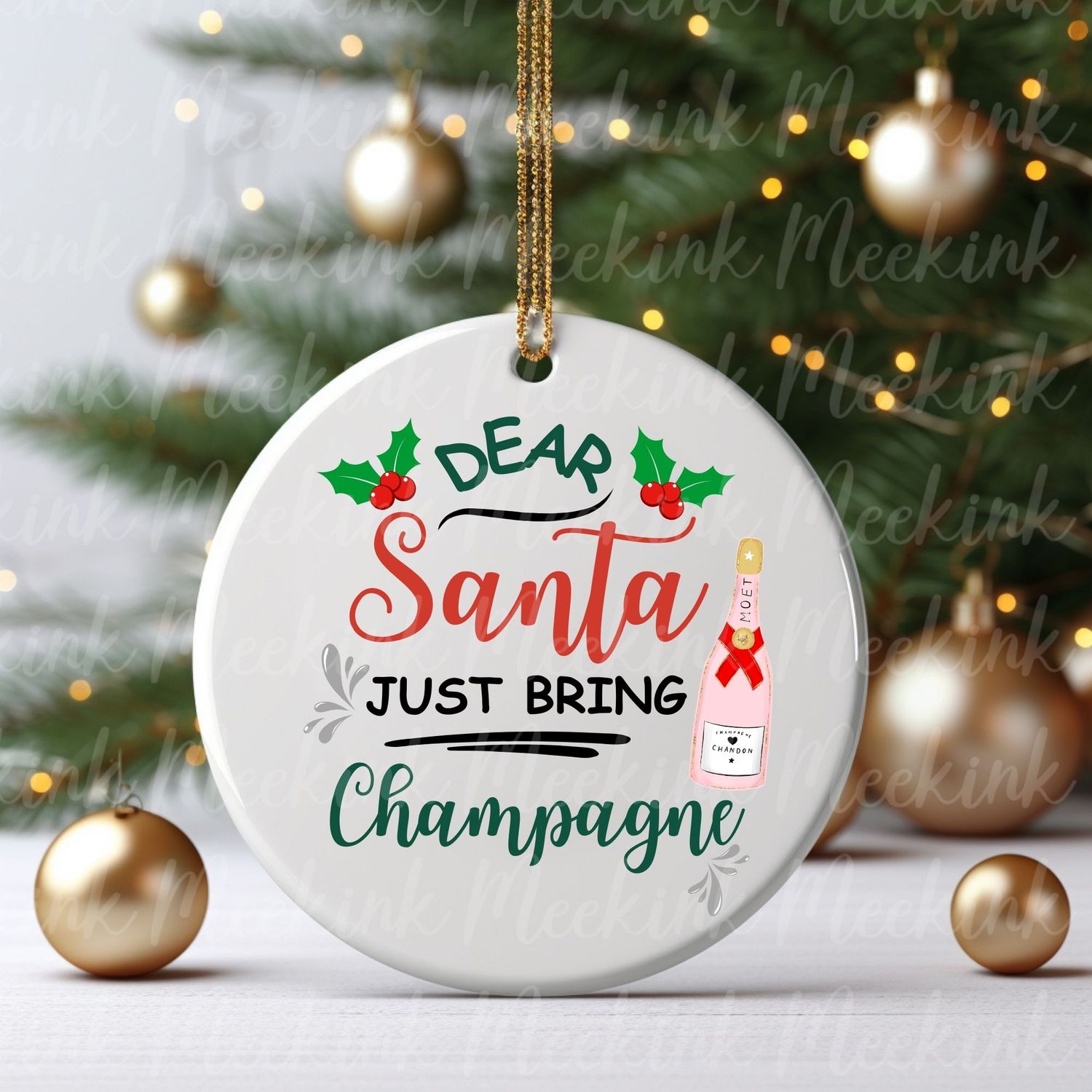 Dear Santa Bring Champagne UVDTF or DTF Decal