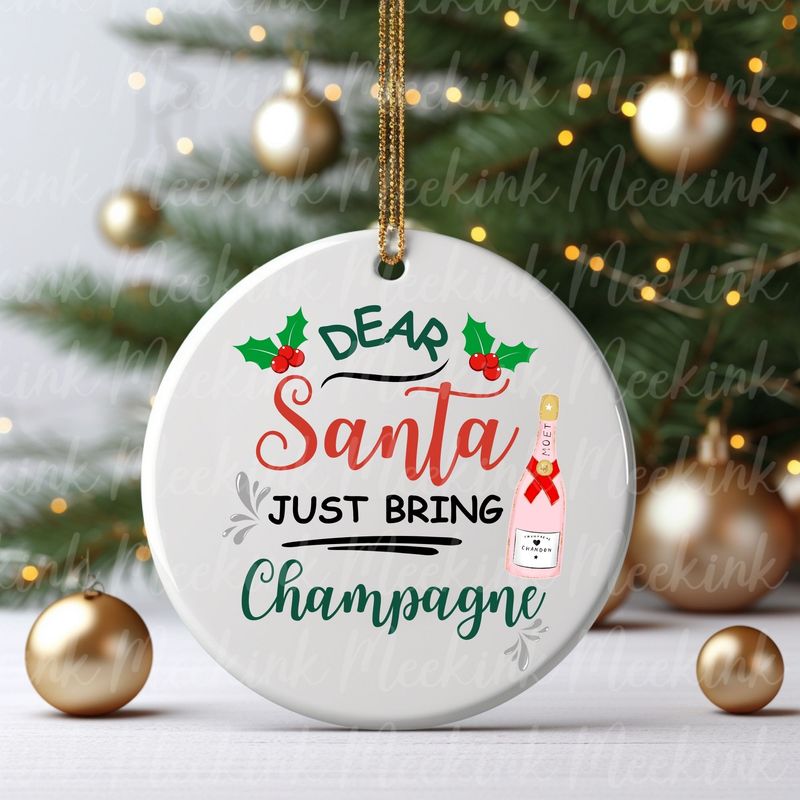 Dear Santa Bring Champagne UVDTF or DTF Decal