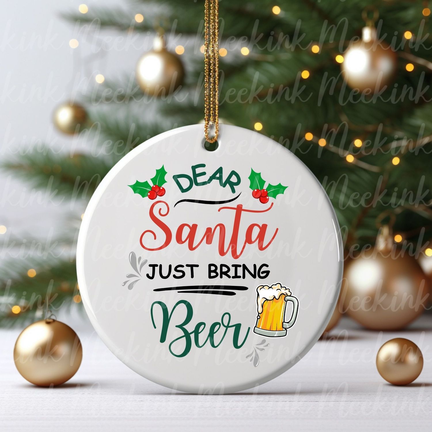 Dear Santa Bring Beer UVDTF or DTF Decal