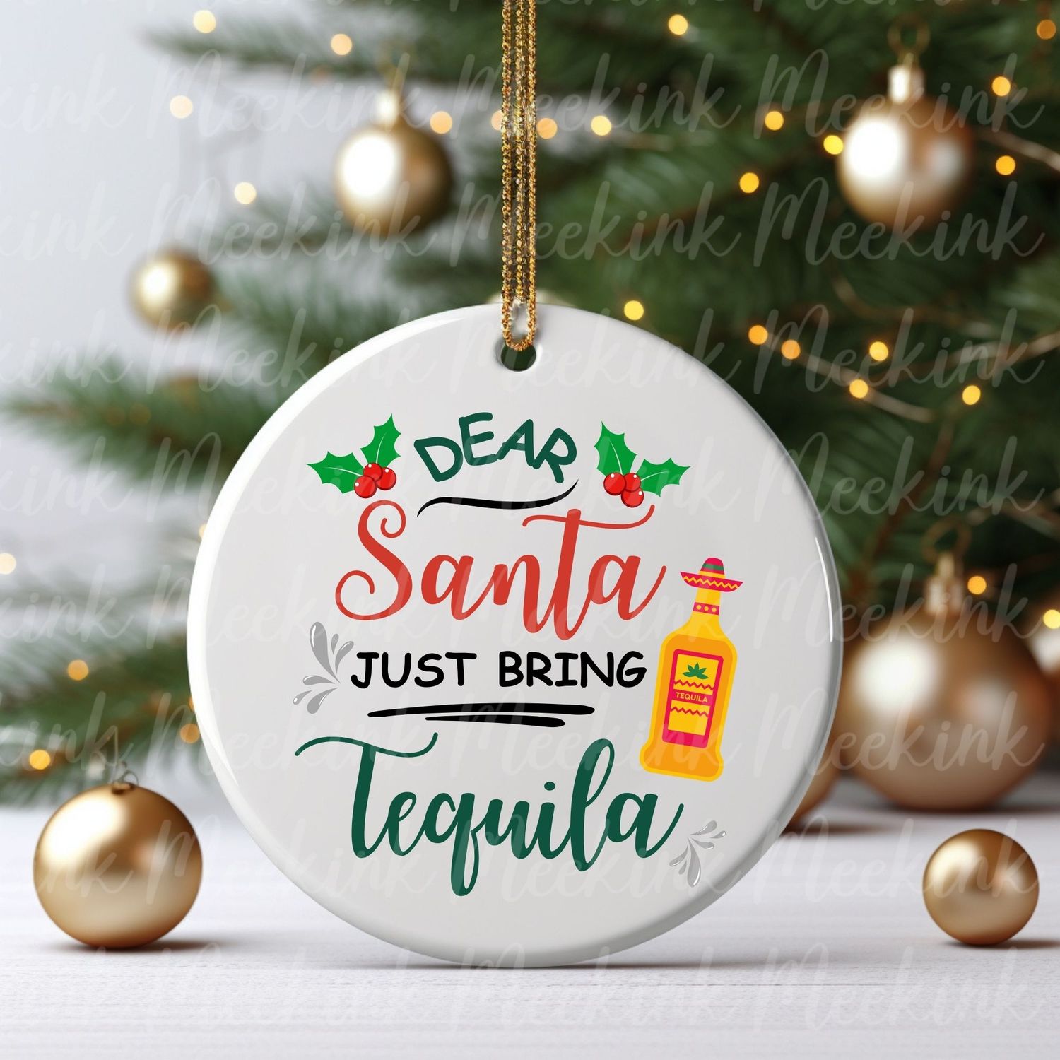 Dear Santa Bring Tequila UVDTF or DTF Decal