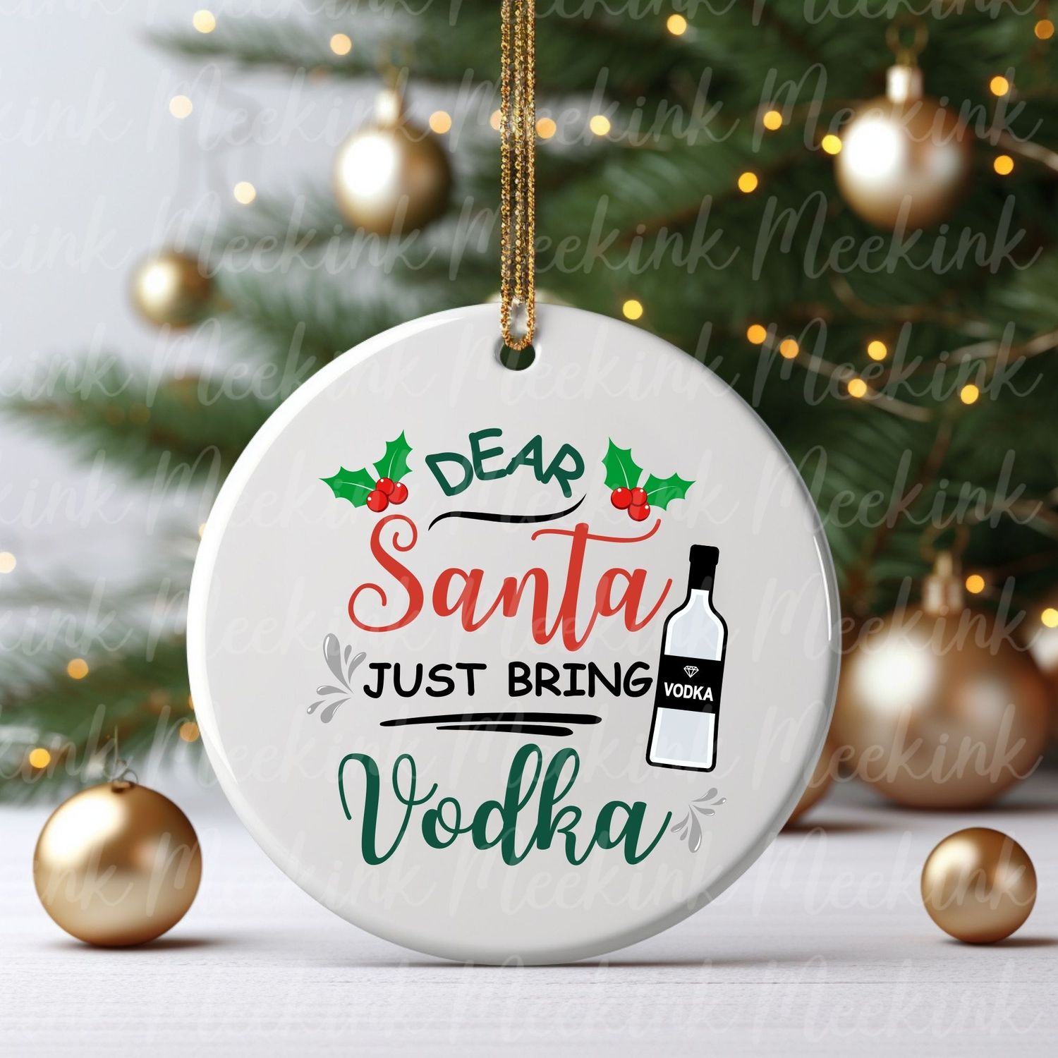 Dear Santa Bring Vodka UVDTF or DTF Decal