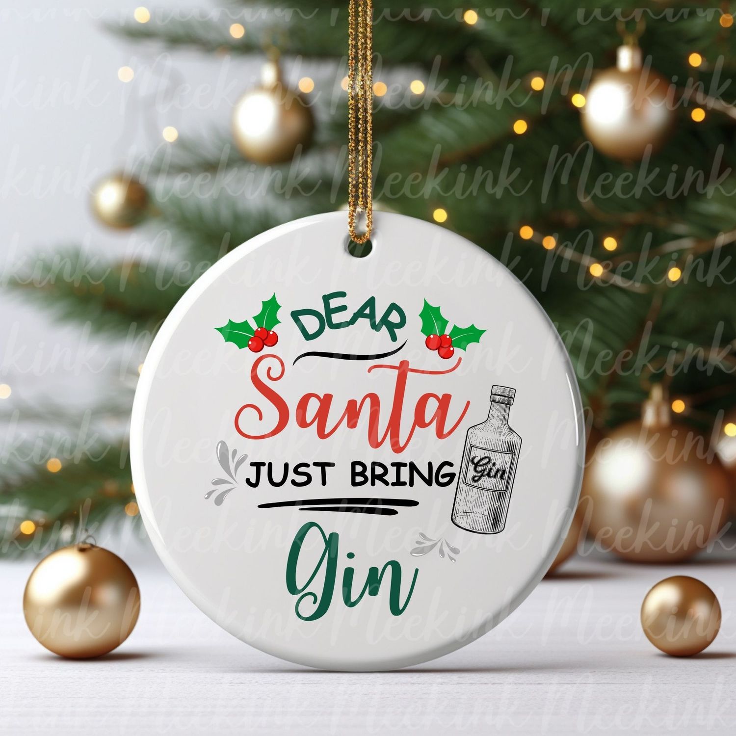 Dear Santa Bring Gin UVDTF or DTF Decal
